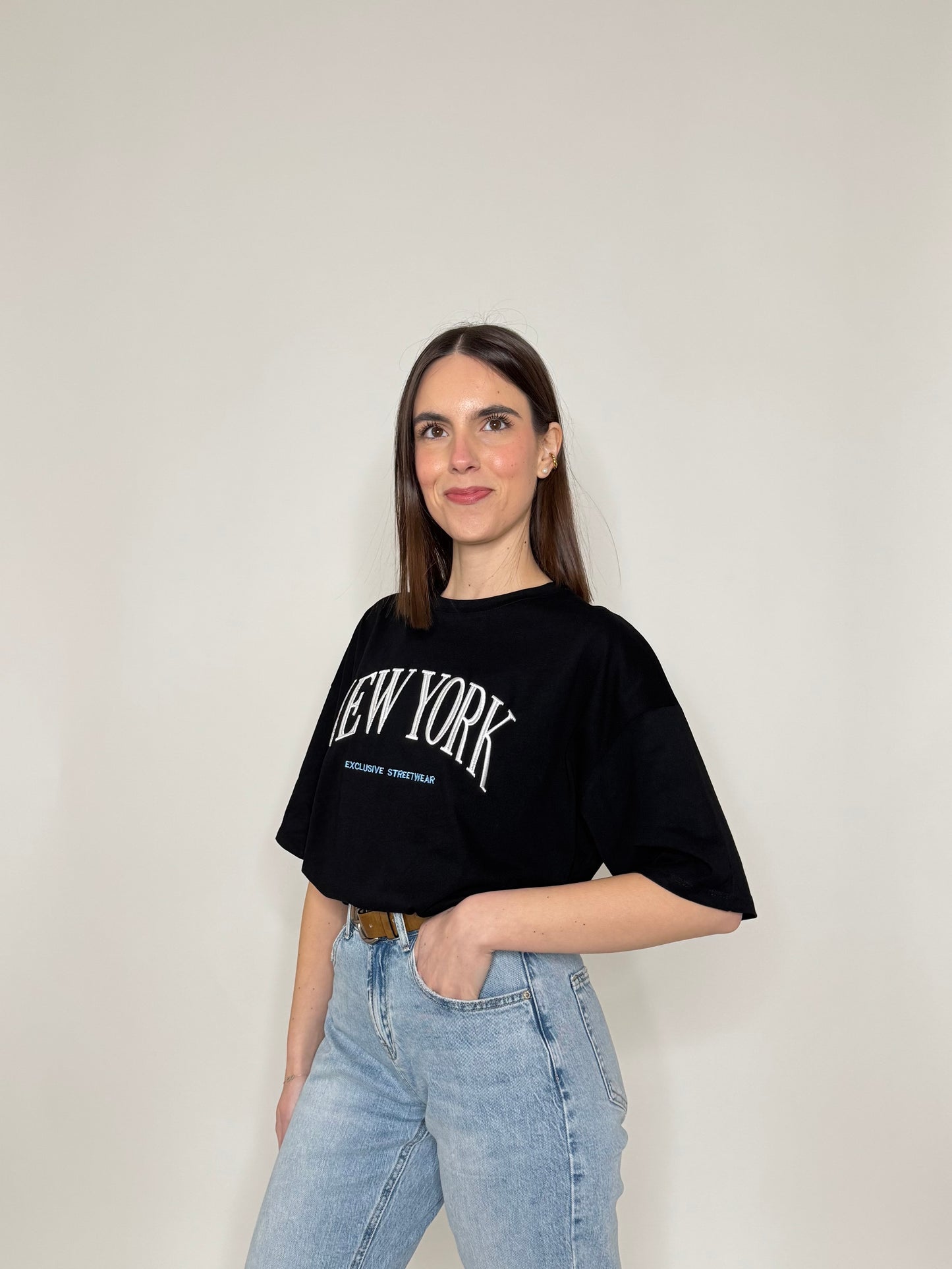 T-shirt in cotone "New York" Nera