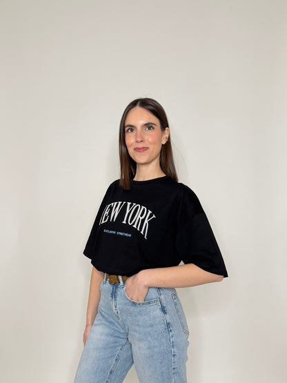T-shirt in cotone "New York" Nera