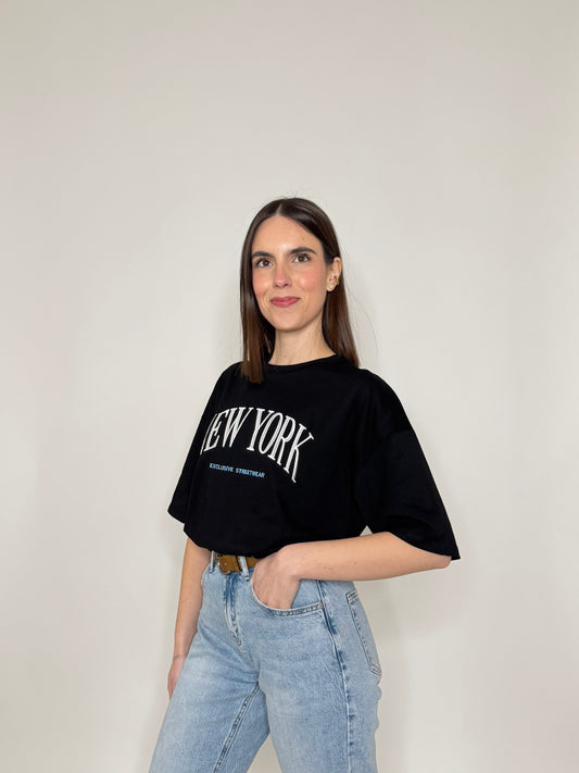 T-shirt in cotone "New York" Nera