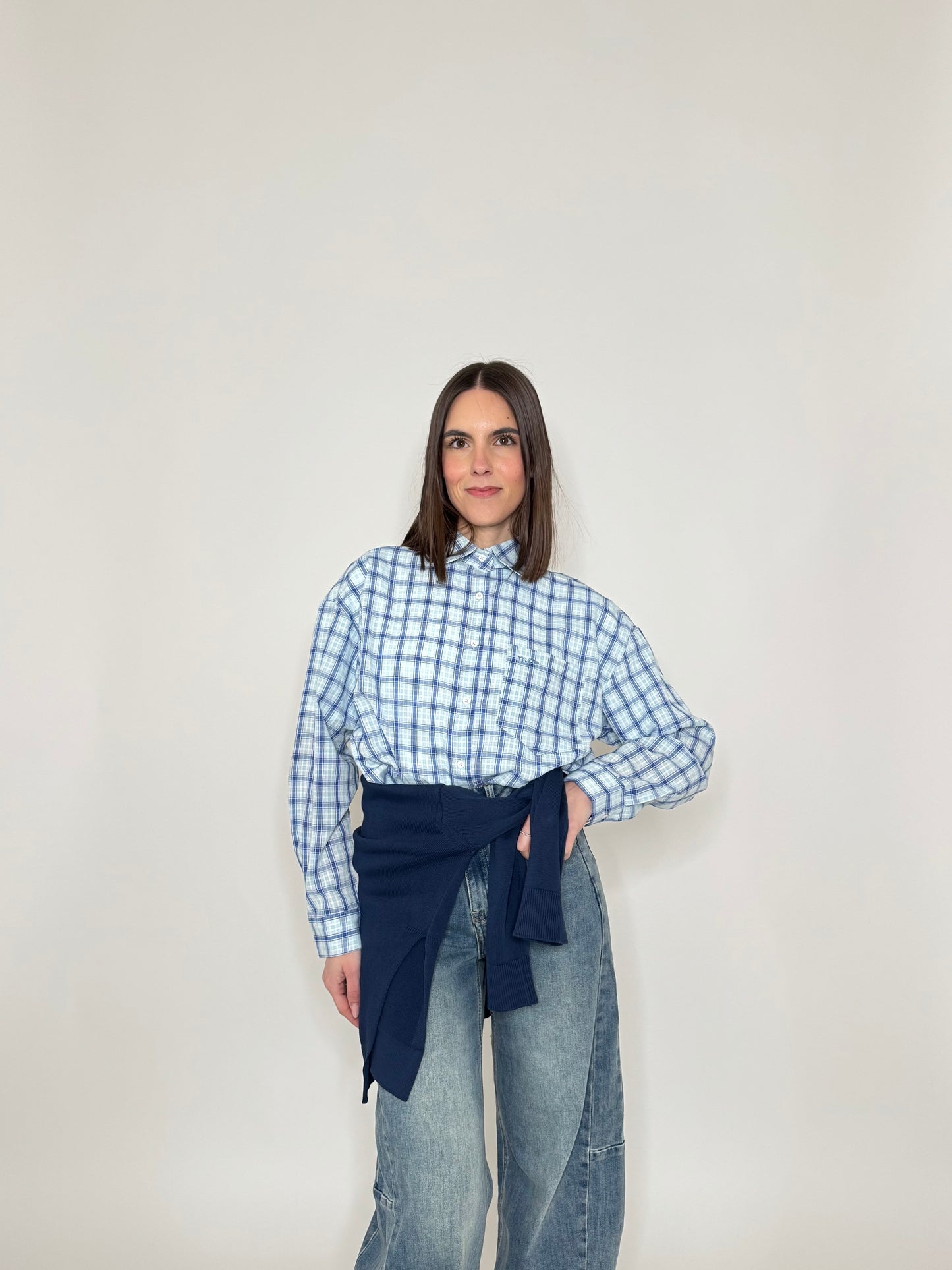 Camicia in cotone a quadri Blu