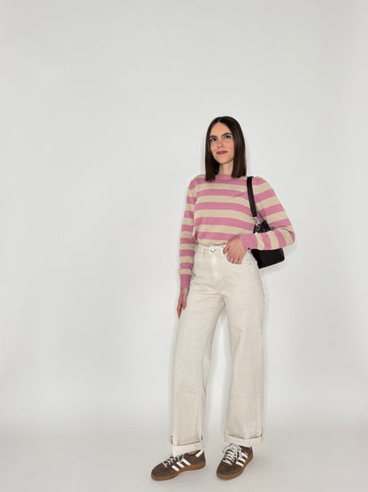 Jeans wide leg Cream