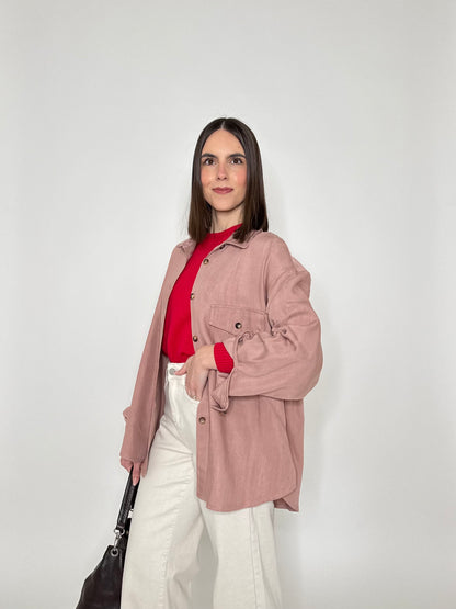 Camicia in 100% cotone taglio morbido Rosa antico