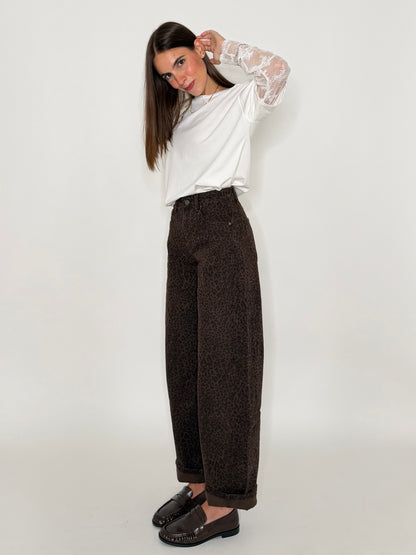 Jeans Balloon Fit leopardato
