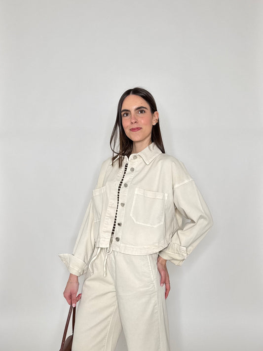 Giacca jeans Spring in cotone Crema