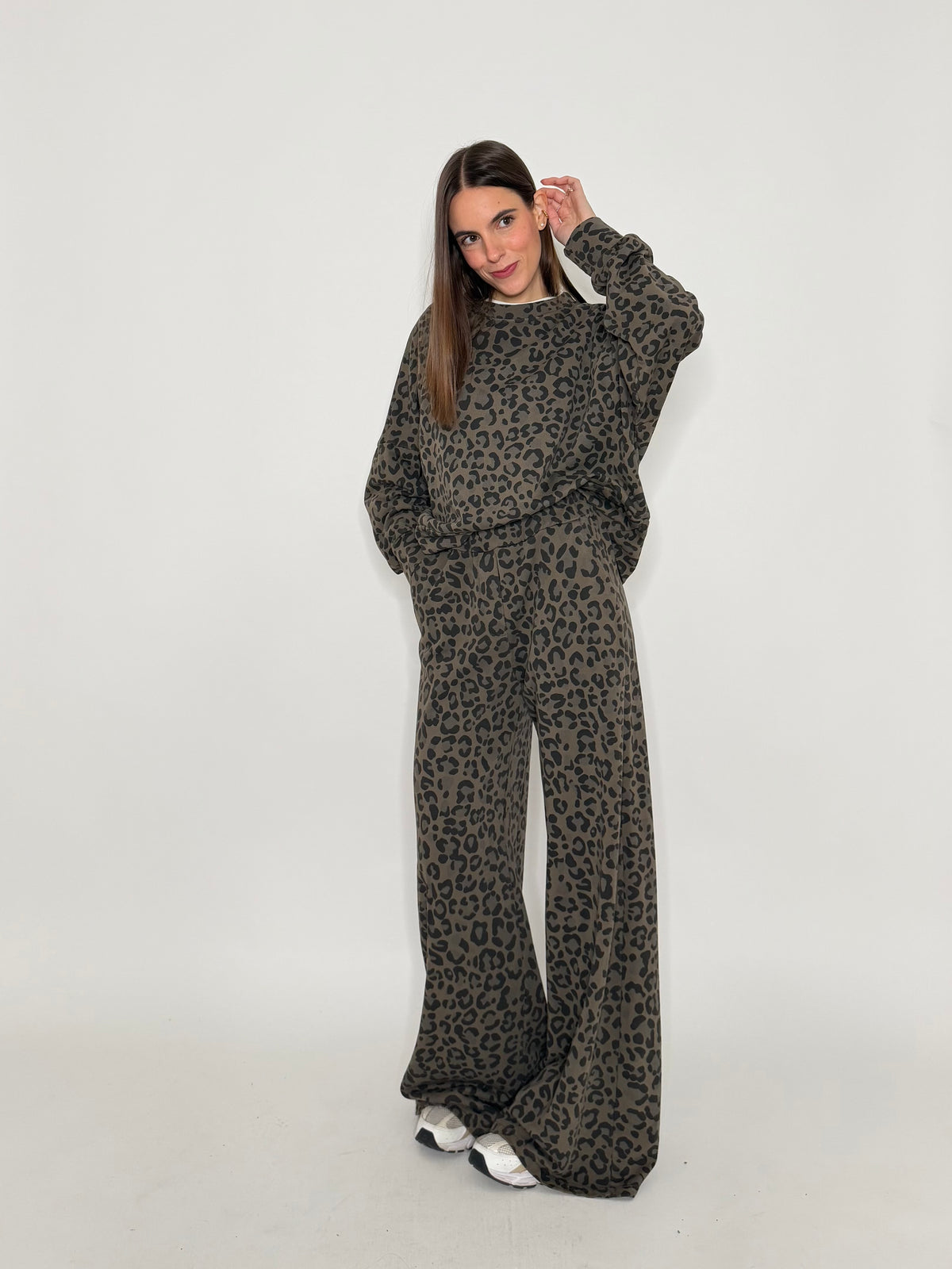 Felpa in cotone leopardato