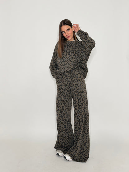 Felpa in cotone leopardato