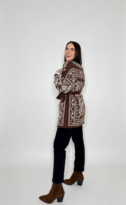 Cardigan bandana Jacquard Cioccolato