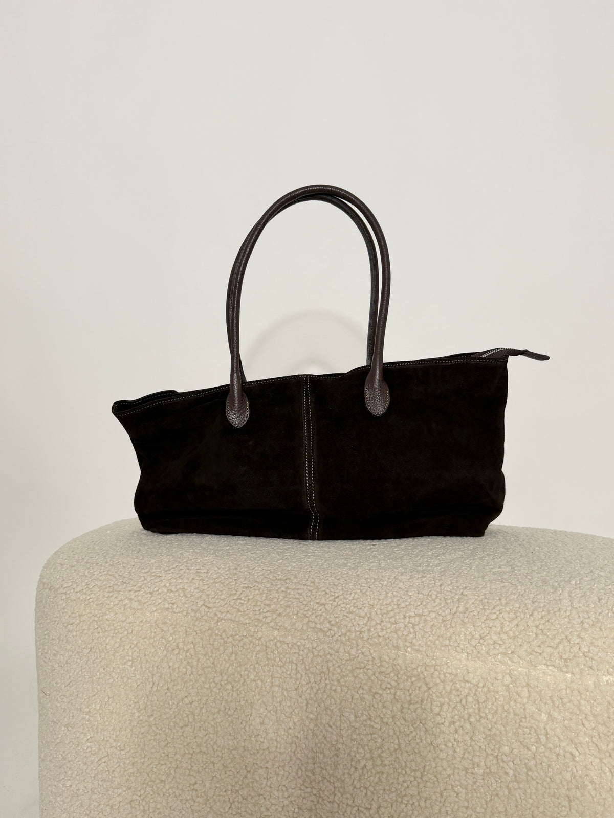 Borsa in vera pelle suede testa di moro
