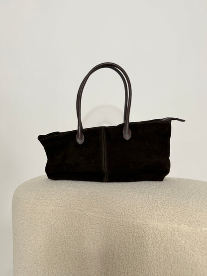 Borsa in vera pelle suede testa di moro