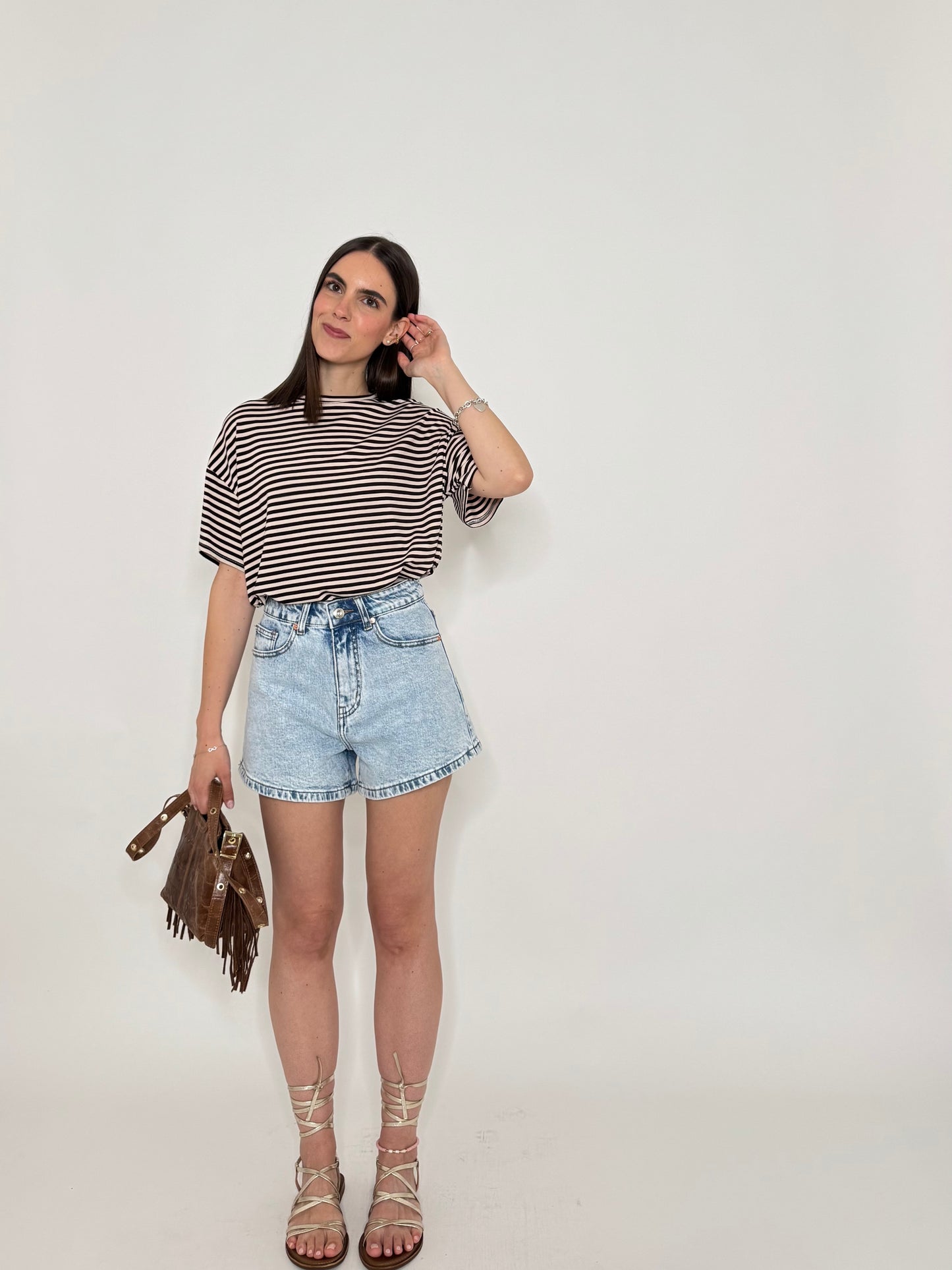 Shorts in denim lavaggio light blue wash