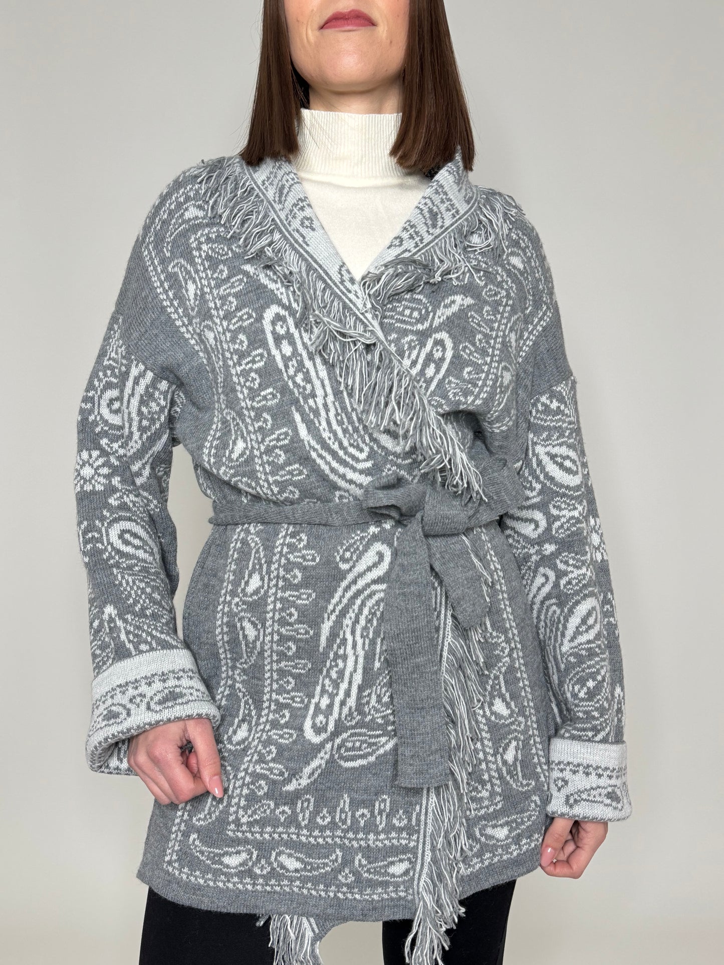 Cardigan bandana Jacquard Grigio