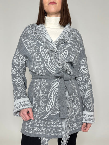 Cardigan bandana Jacquard Grigio