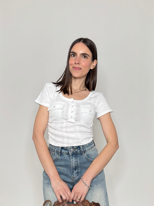 Maglia crop arricciata Serafino Bianco