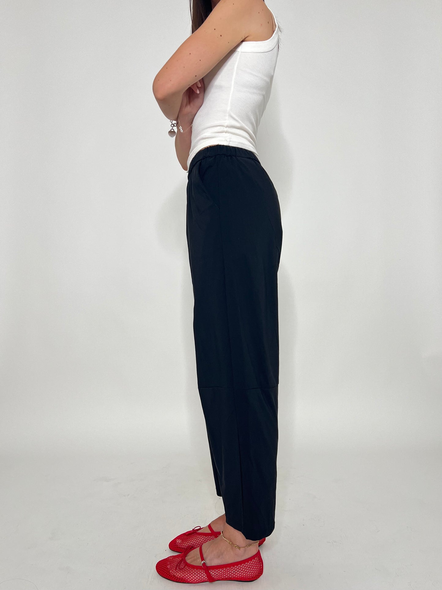 Pantalone Comfy ovetto in viscosa Nero