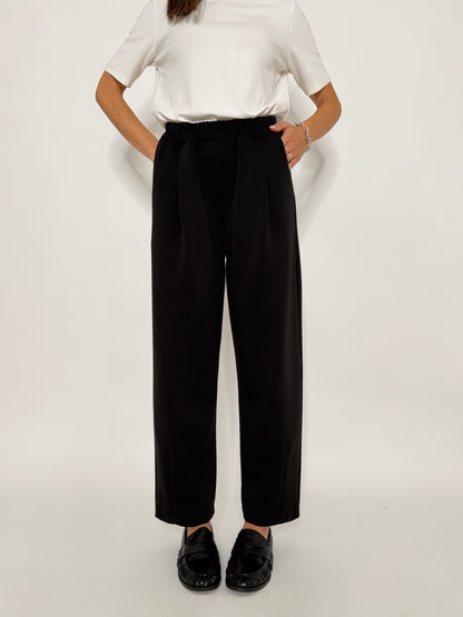 Pantalone ovetto relax fit in viscosa nero