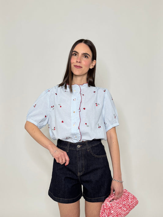 Camicia in cotone con ricami