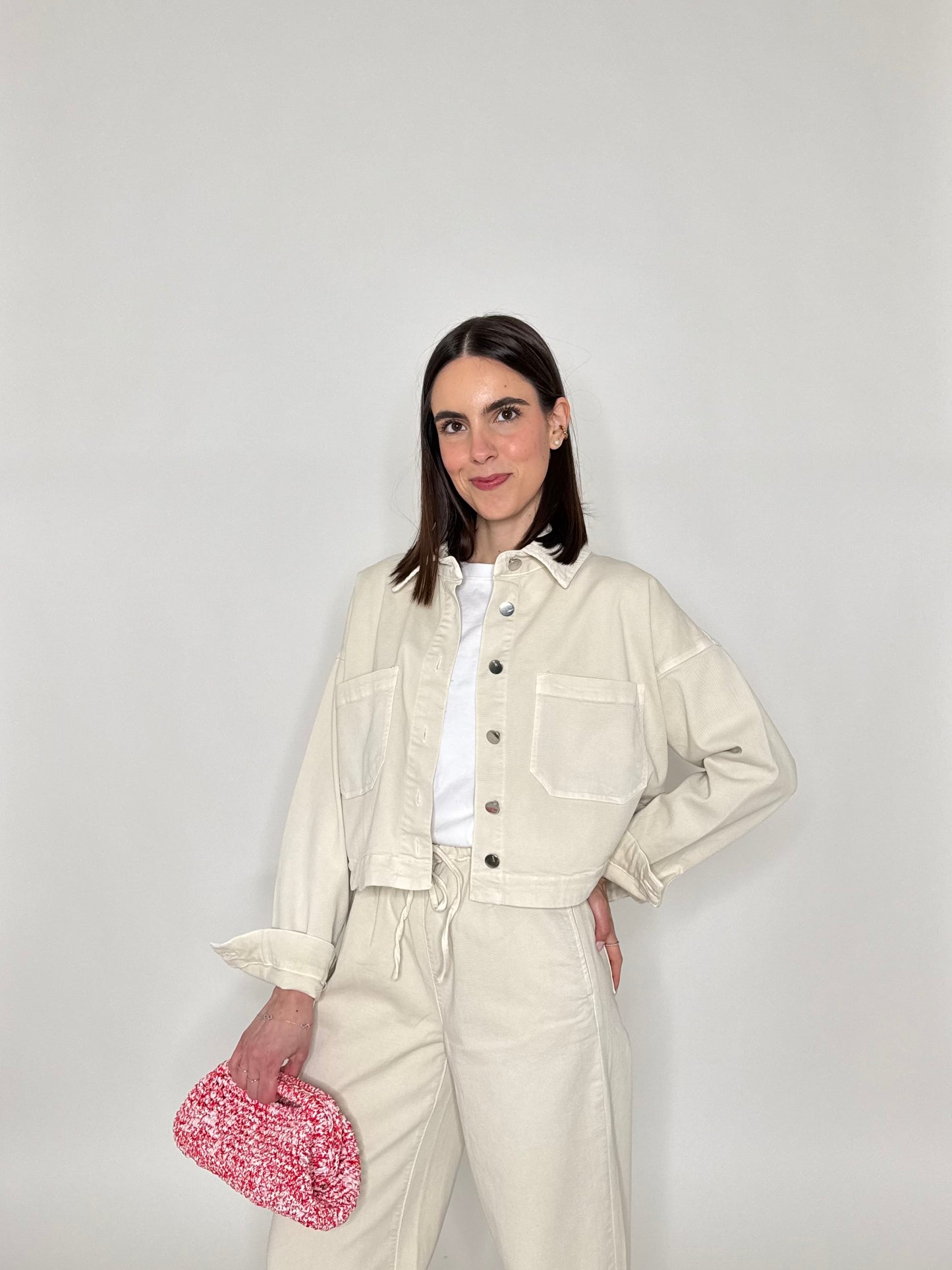 Giacca jeans Spring in cotone Crema