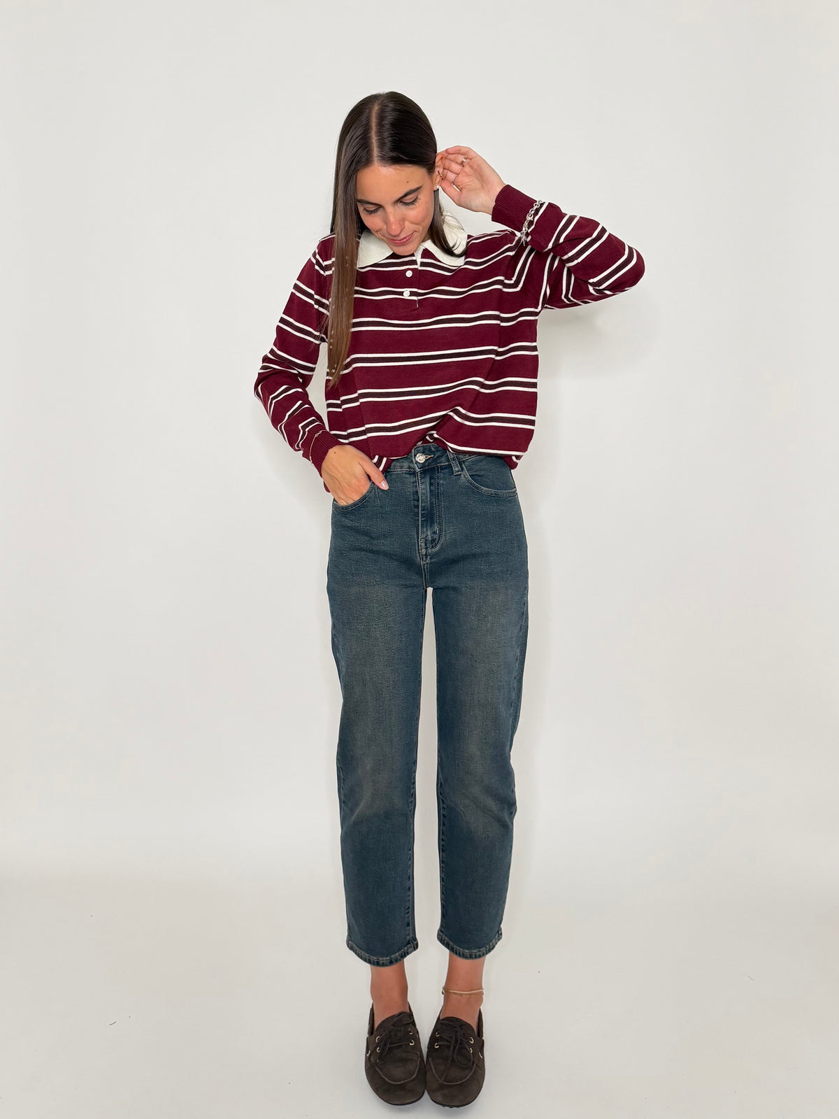 Jeans Mom Fit Vintage in Denim Blu