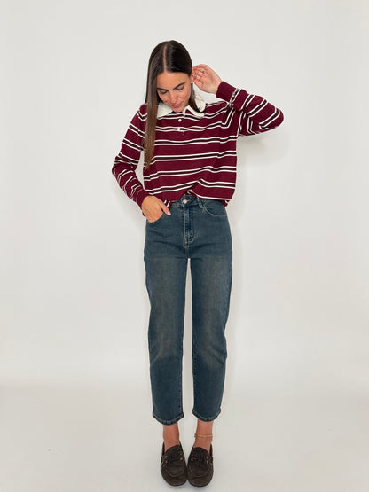 Jeans Mom Fit Vintage in Denim Blu