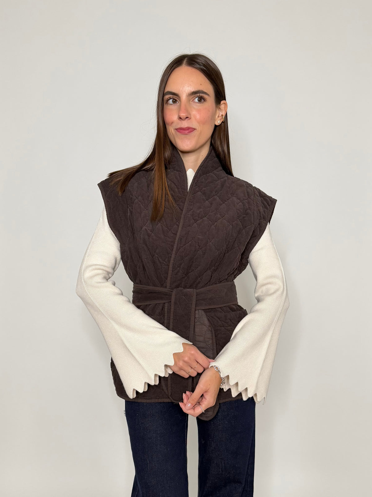 Gilet in velluto di cotone moro