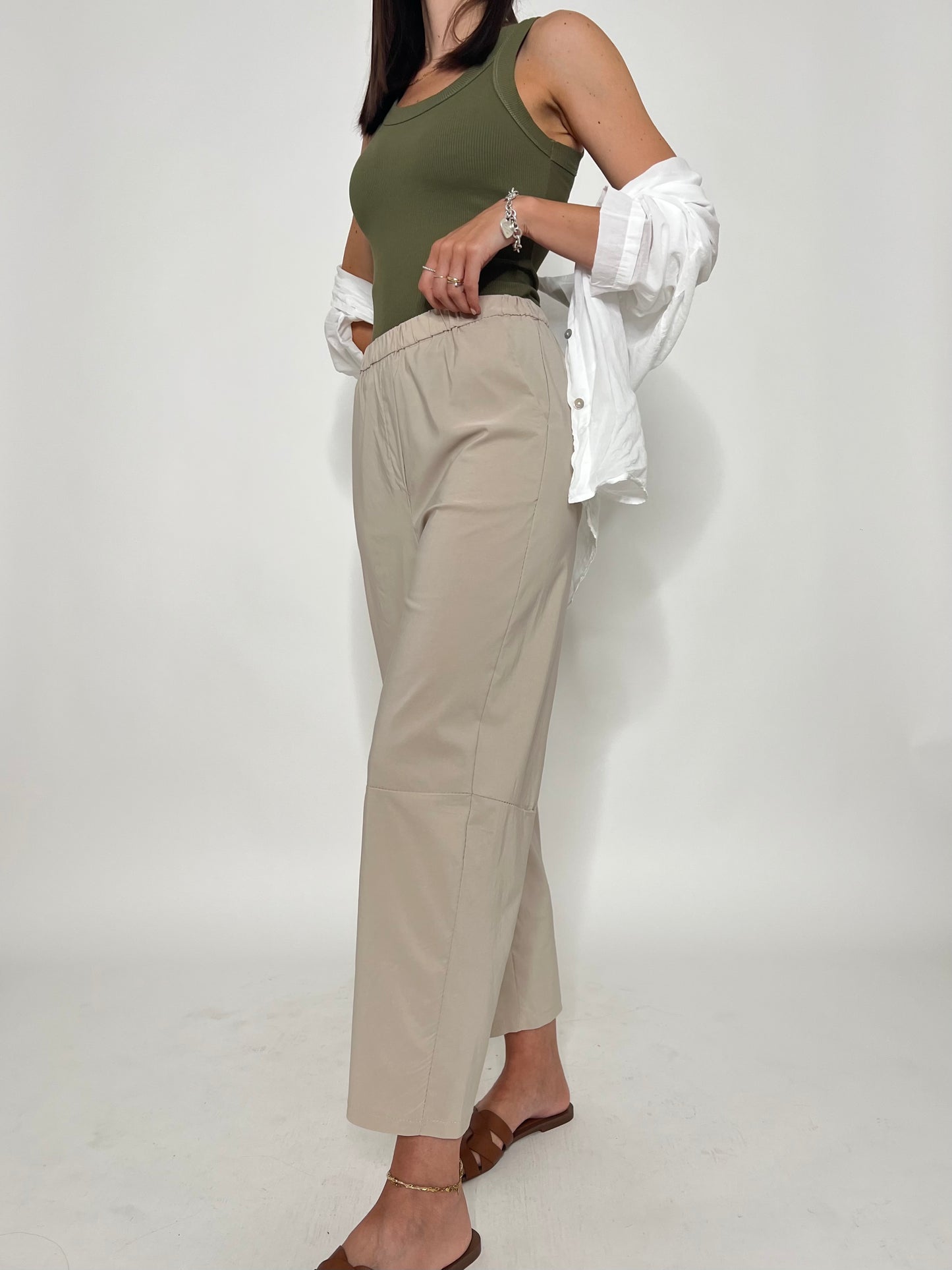 Pantalone Comfy ovetto in viscosa Beige
