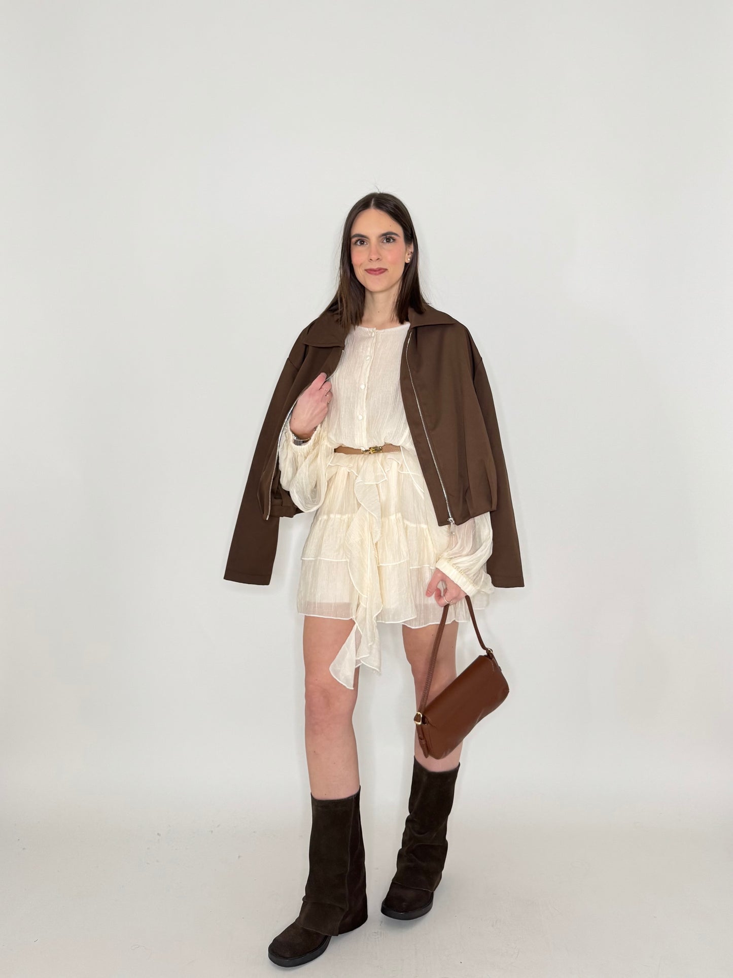 Abito mini in tencel effetto goffrato Burro