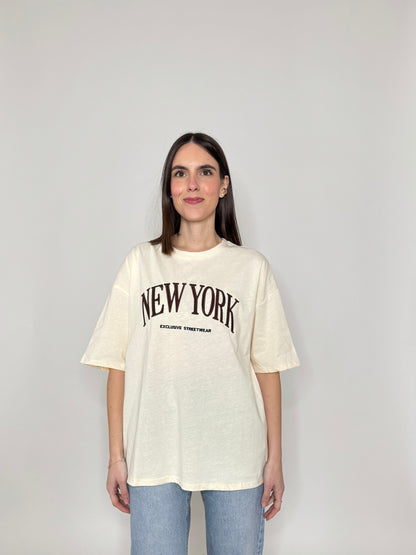 T-shirt in cotone "New York" Giallo pulcino