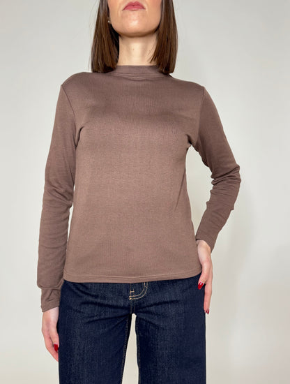 Maglia felpata in calda viscosa cioccolato