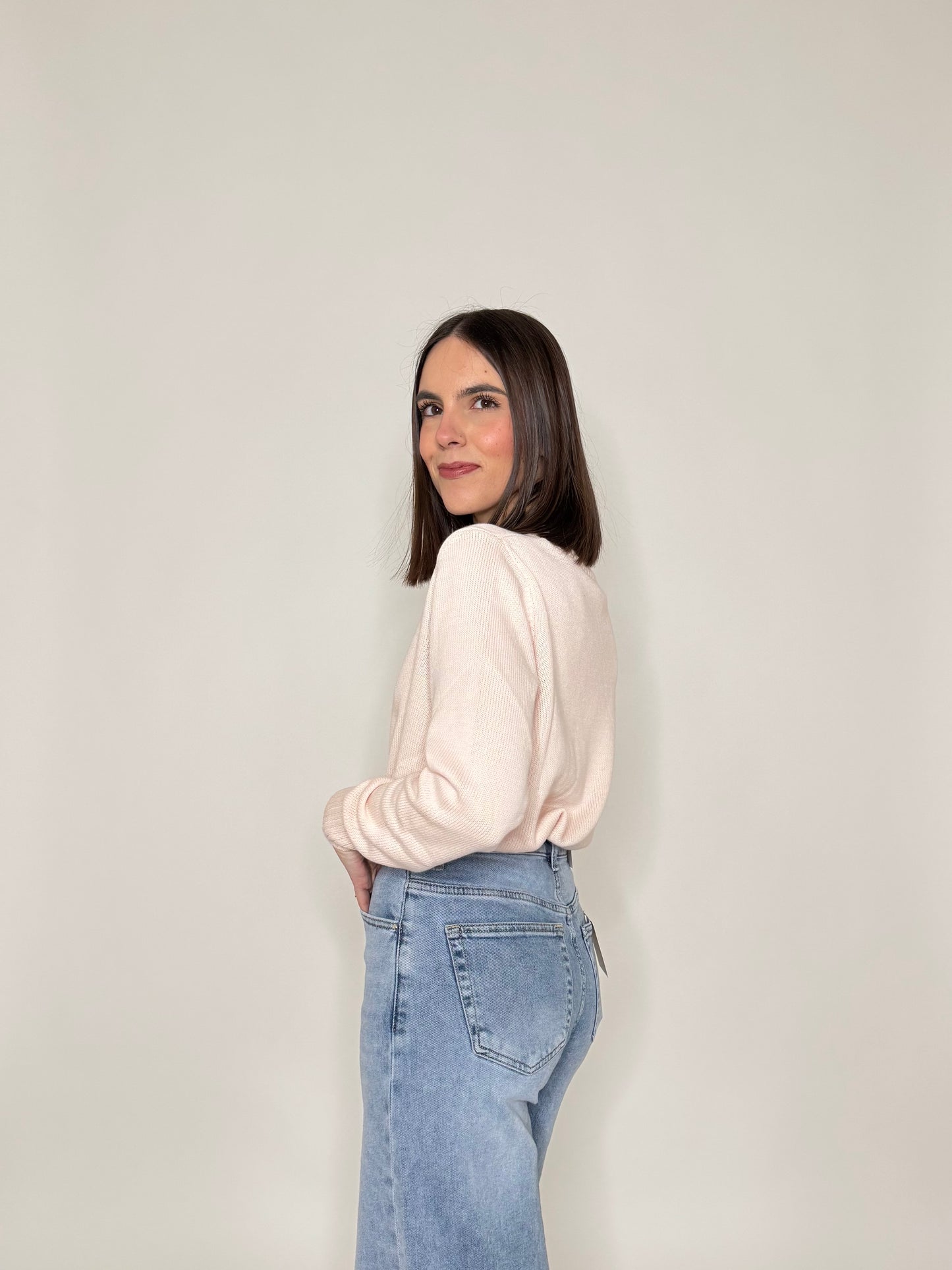Maglia girocollo in 100% cotone Rosa
