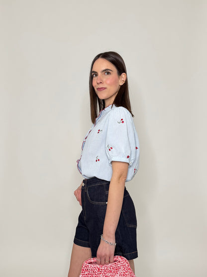 Camicia in cotone con ricami