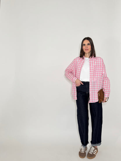 Camicia in cotone a quadri Rosa