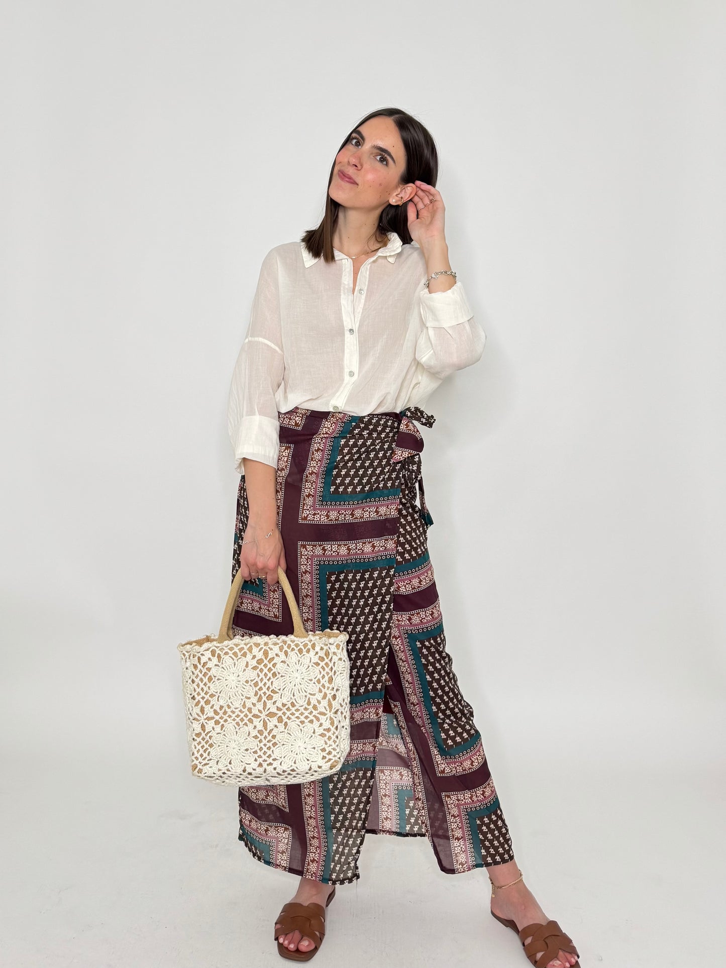 Gonna pareo in fresco cotone fantasia bandana