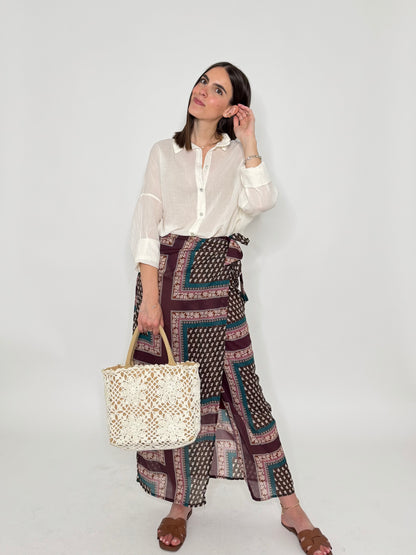 Gonna pareo in fresco cotone fantasia bandana
