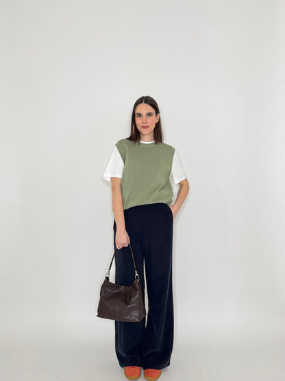 Gilet basic 100% cotone Salvia
