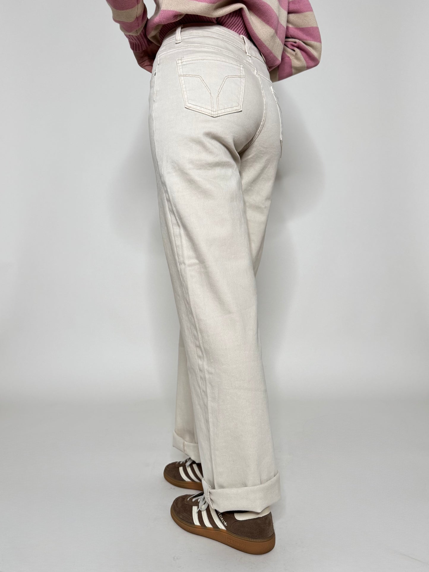 Jeans wide leg Cream