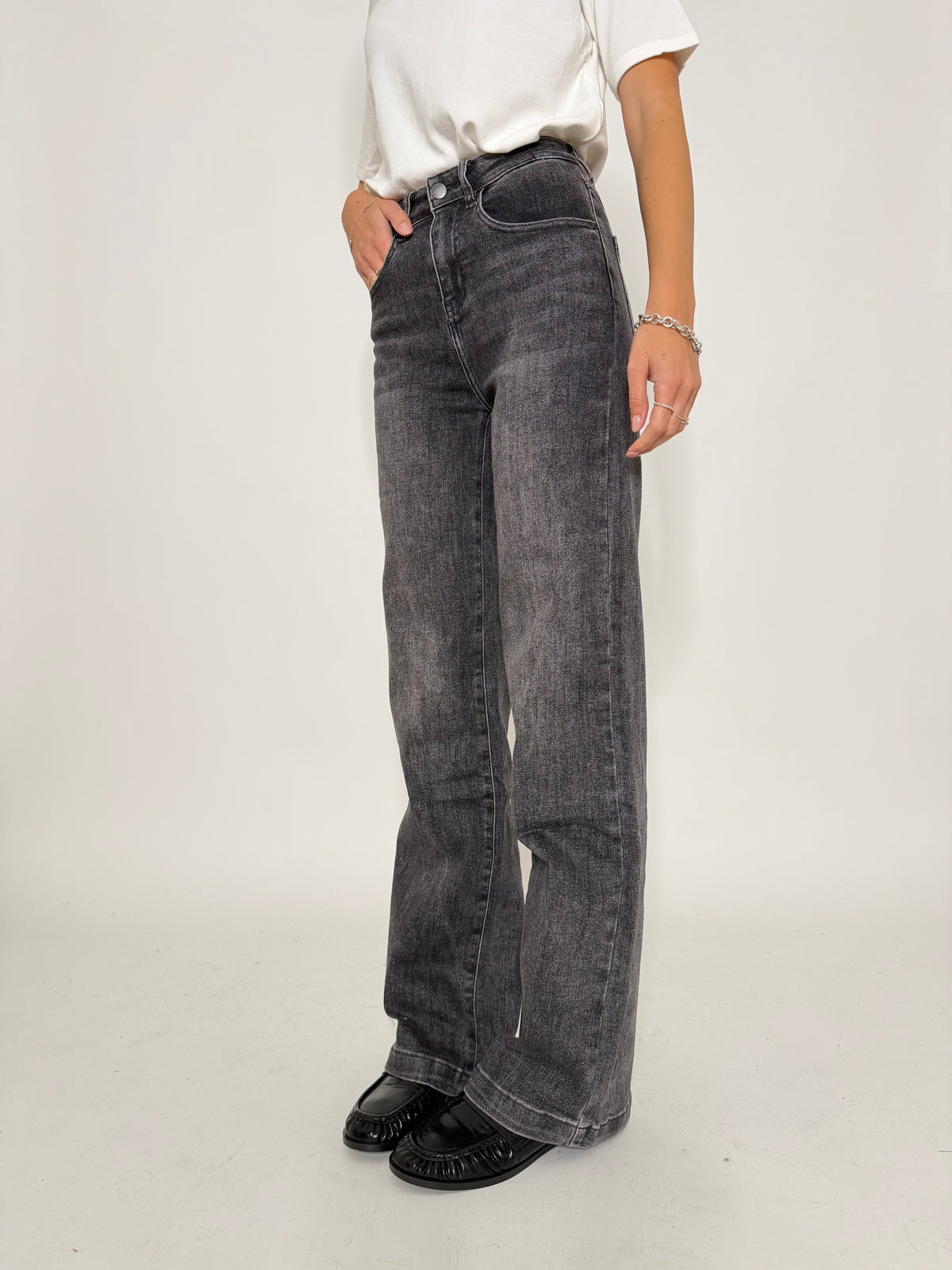 Jeans "Madrid" Wide Leg grigio