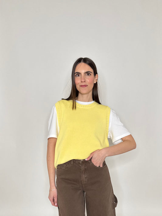 Gilet basic 100% cotone Giallo