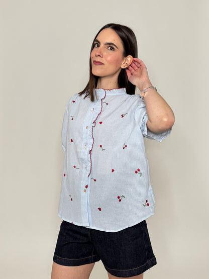 Camicia in cotone con ricami