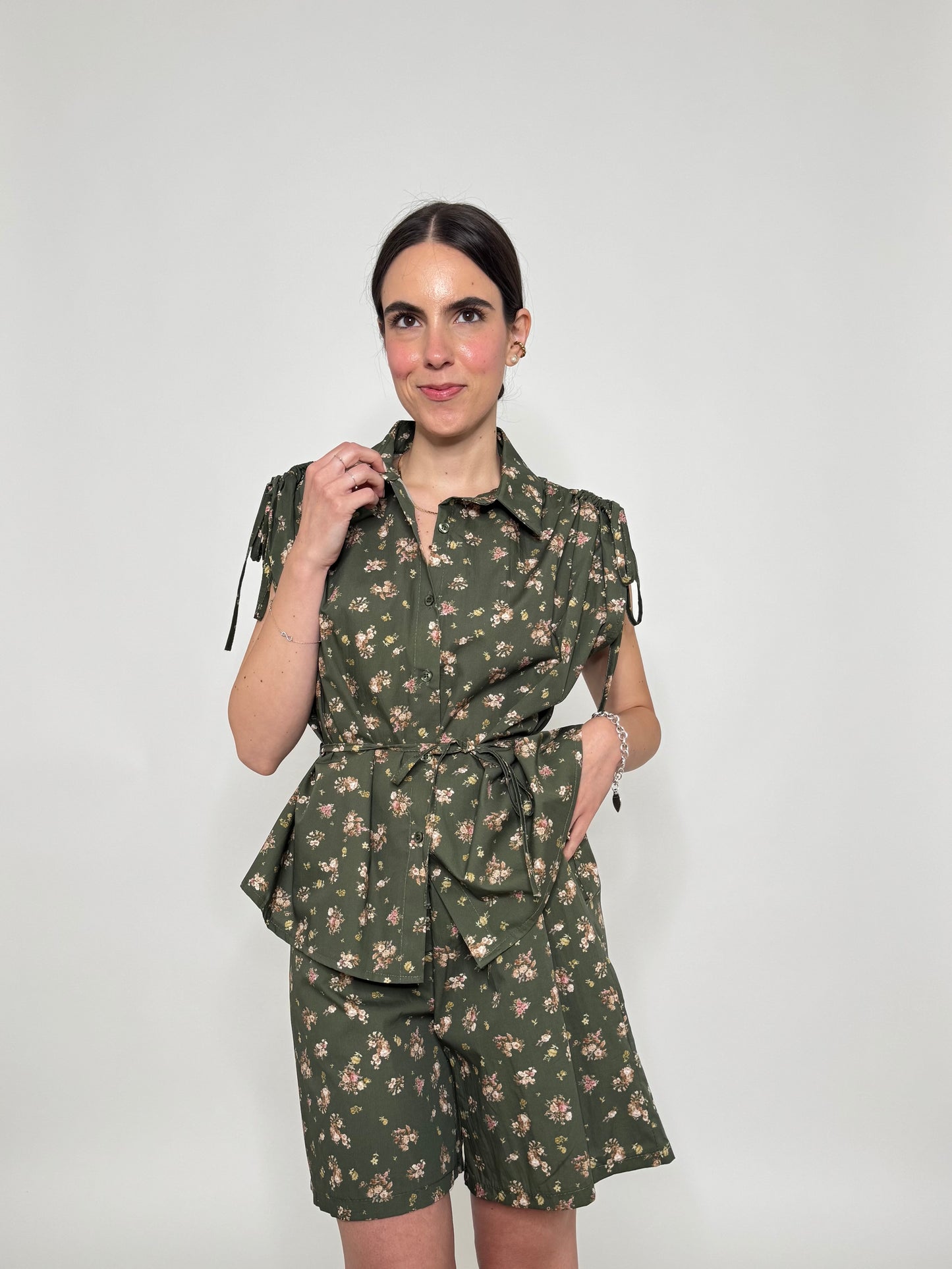 Completo Floreale Olivia Verde