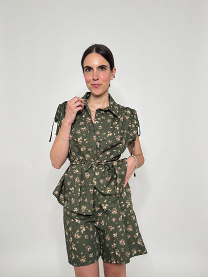 Completo Floreale Olivia Verde