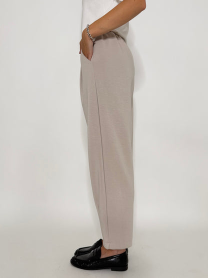 Pantalone ovetto relax fit in viscosa beige