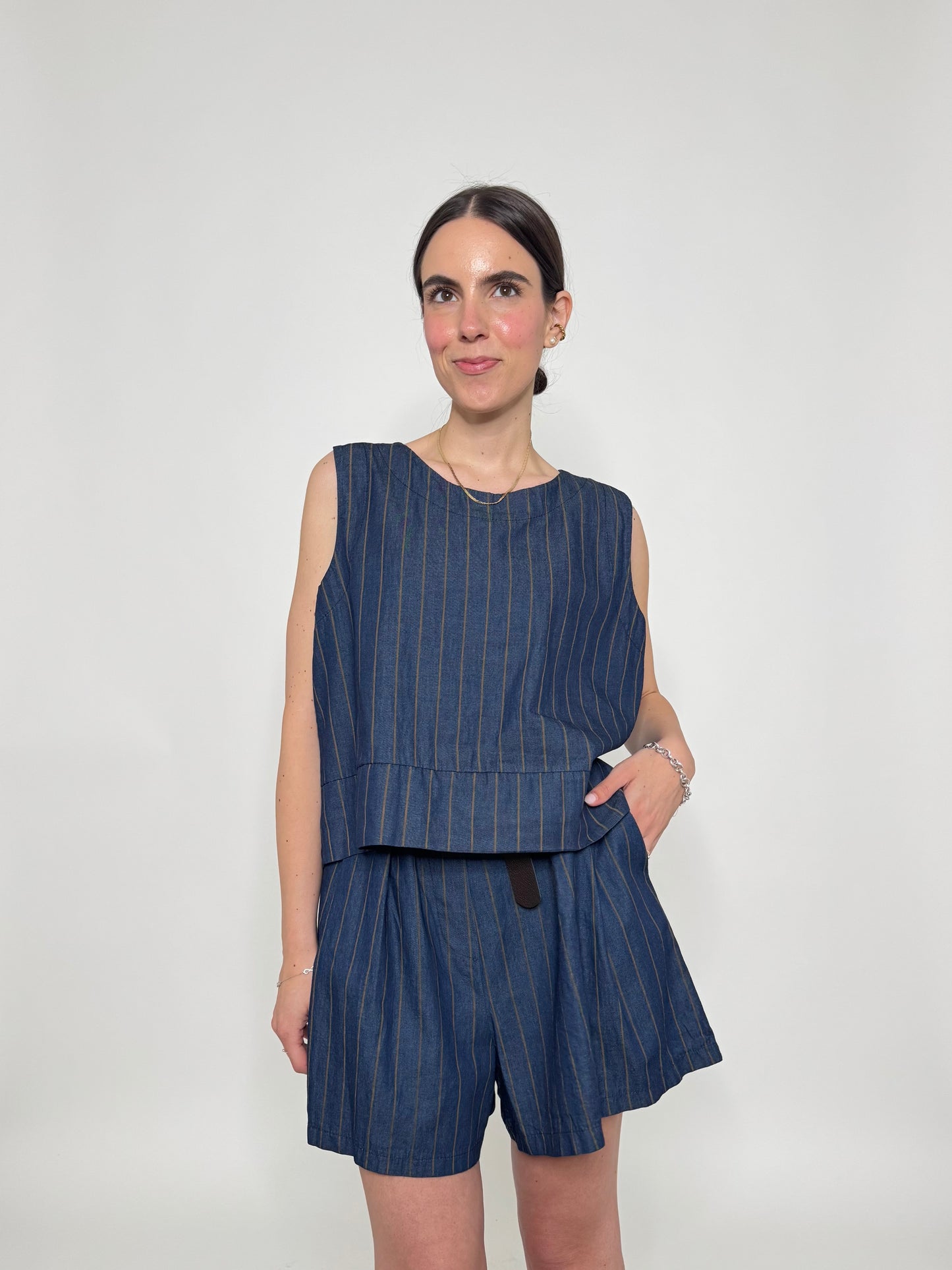 Completo gessato Navy Capri