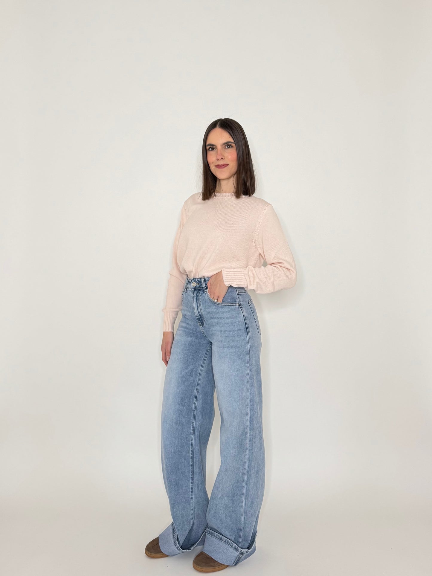 Maglia girocollo in 100% cotone Rosa