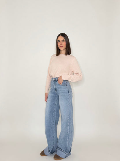 Maglia girocollo in 100% cotone Rosa