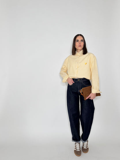 Camicia righe cuore in cotone Giallo