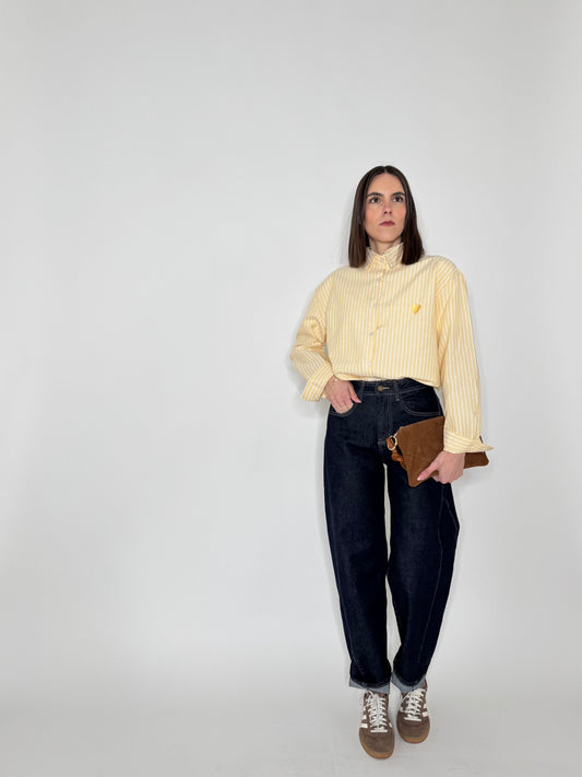 Camicia righe cuore in cotone Giallo