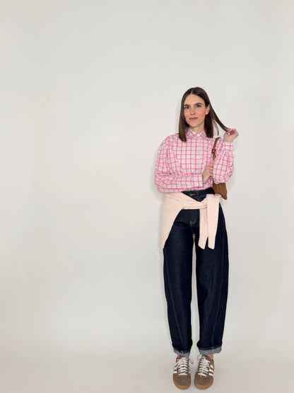 Camicia in cotone a quadri Rosa