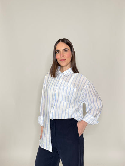 Camicia in leggera viscosa a righe Blu