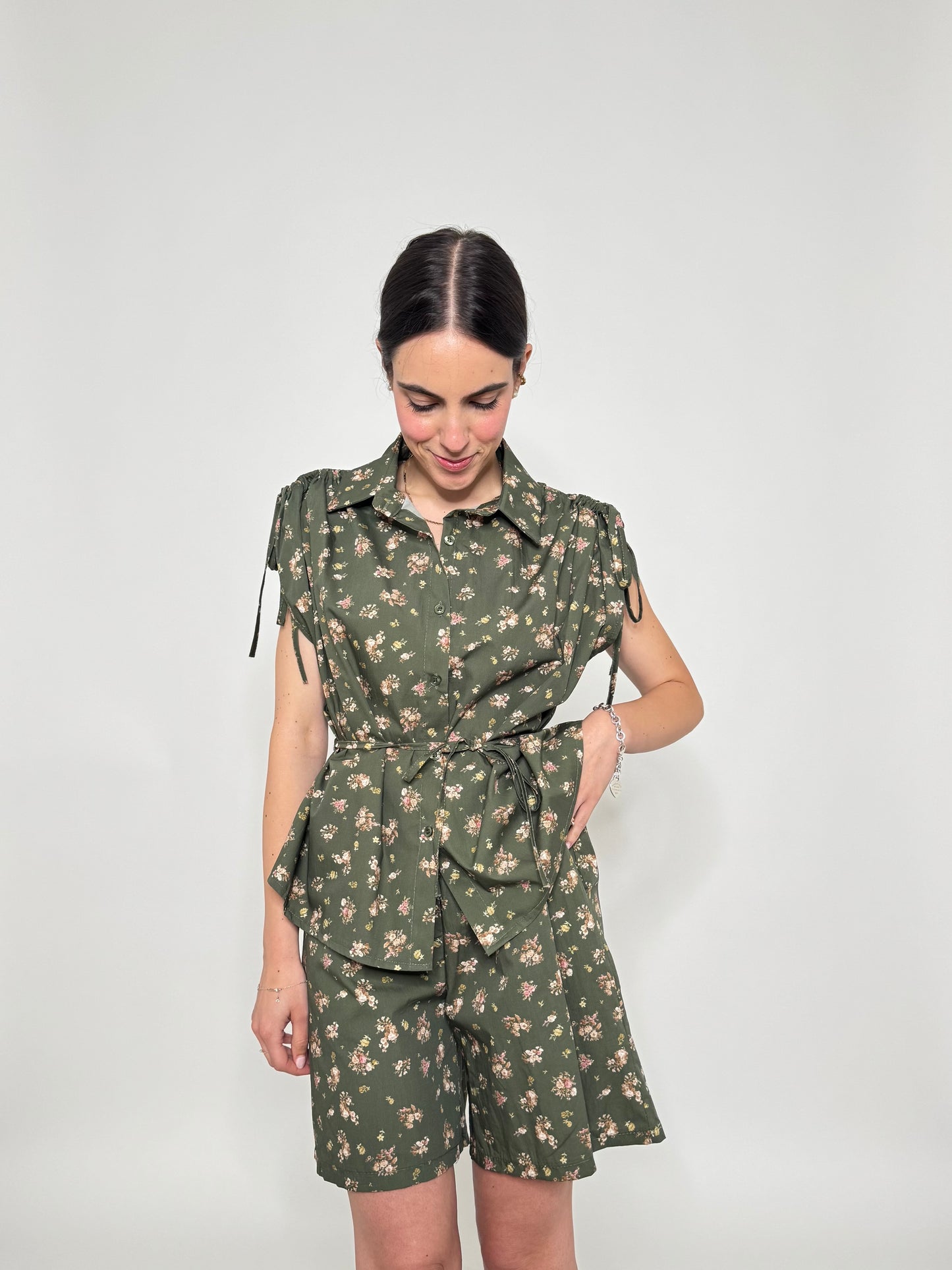 Completo Floreale Olivia Verde