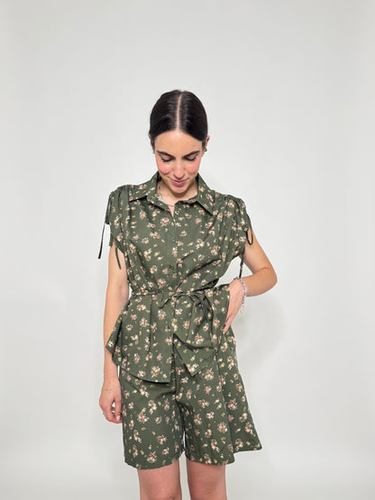 Completo Floreale Olivia Verde